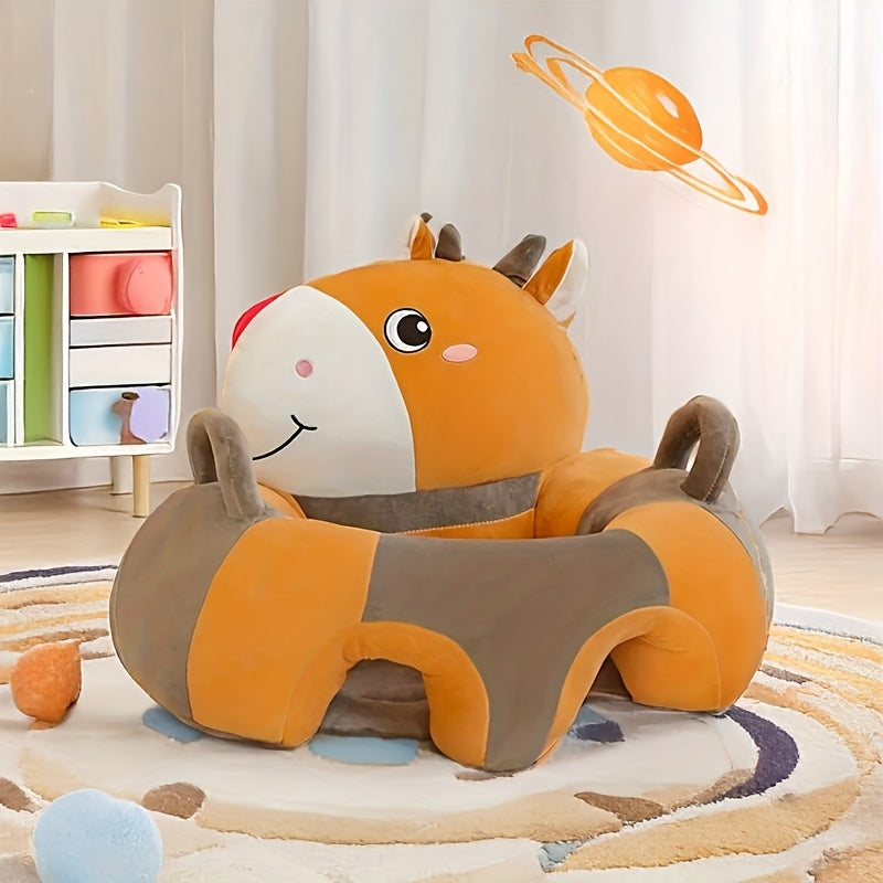 1pc Plush Baby Practice Chair with Padded Seat and Backrest - Soft Mini Learning Sofa for Independence, Balance Development, Furniture (Gray) - for Babies