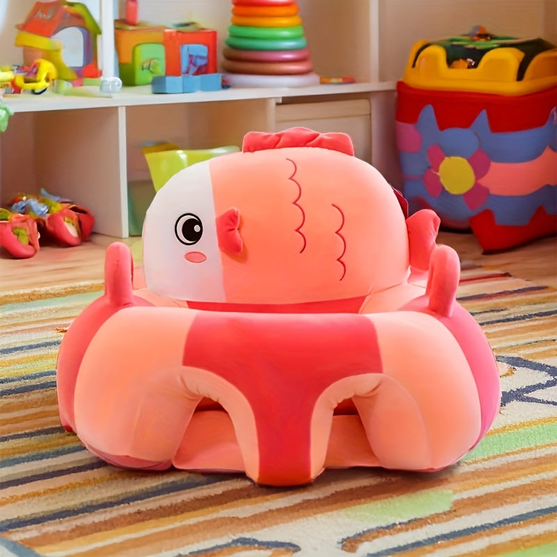 1pc Plush Baby Practice Chair with Padded Seat and Backrest - Soft Mini Learning Sofa for Independence, Balance Development, Furniture (Gray) - for Babies