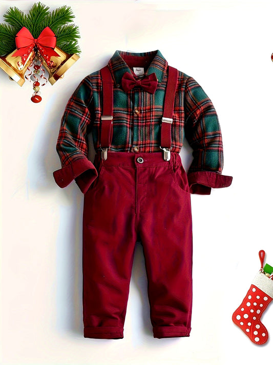 Discover the Charming Plaid Shirt & Overalls Set for Kids. Stylish, comfortable, and perfect for any occasion. Shop with Toosly.