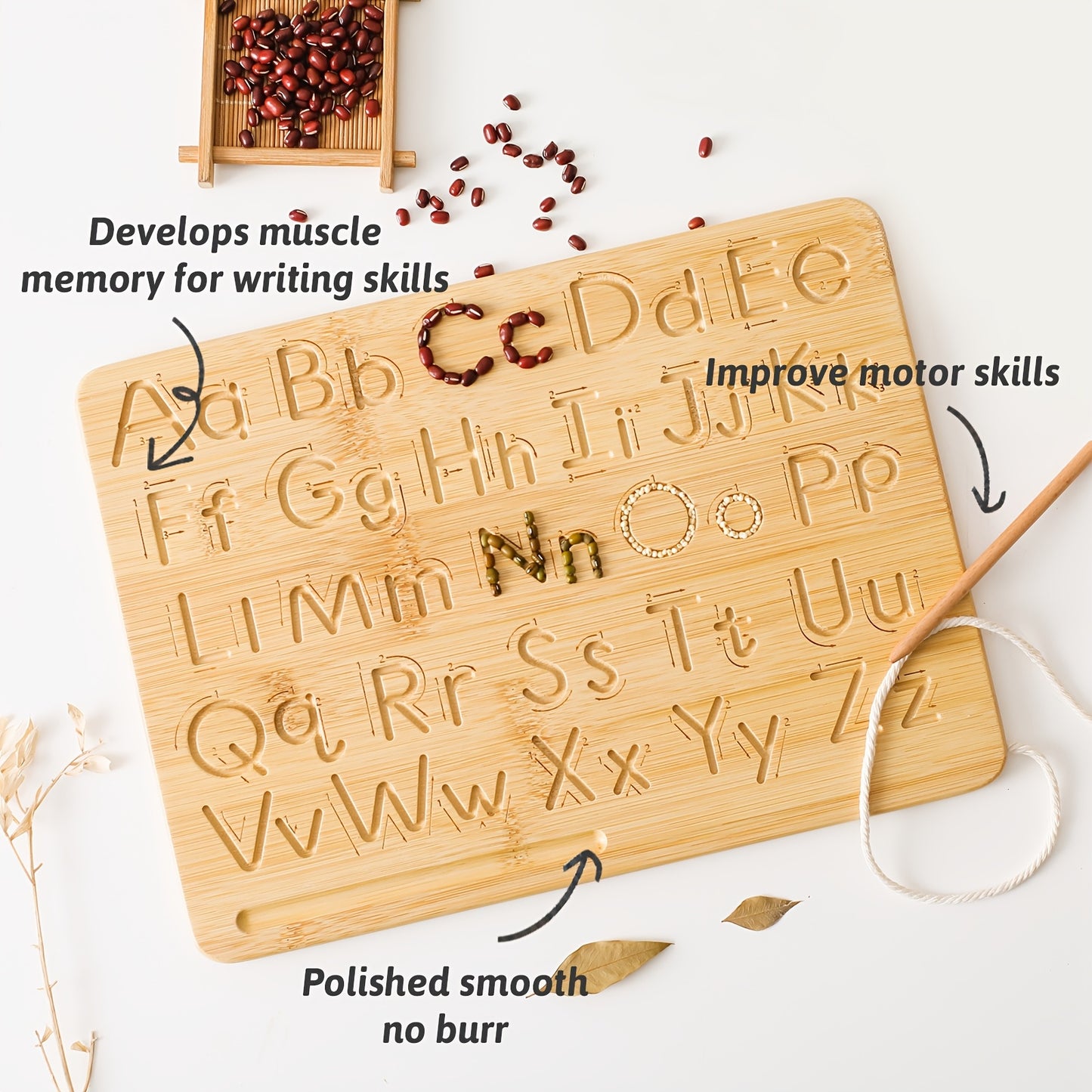 Placa Educativa de Madeira com Alfabeto e Números para Crianças Pequenas | Ferramenta de Aprendizagem Multifuncional com Letras e Números Ranurados | Cor Caqui | Inclui Cordão para Pendurar | Ideal para o Desenvolvimento da Infância | Presente Perfeito para Natal, Halloween, Aniversários, Brincadeiras Educacionais | Placa de Alfabeto Gravada | Feita com Cuidado