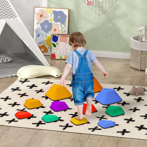 Stepping Stones Kids, 11 pedras de equilíbrio para crianças, pedras de rio empilháveis antiderrapantes em forma de coração, brinquedo sensorial para equilíbrio e habilidades motoras, pistas de obstáculos para uso interno e externo