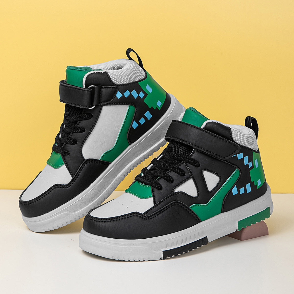 1 Par de Sapatilhas de Cano Alto YAMEPP para Crianças - Leves, Respiráveis, Antiderrapantes, com Fecho, Design Retro Colorido, Conforto para Todas as Estações para Rapazes e Raparigas, Perfeitas para Correr, Atividades ao Ar Livre e Uso Casual, Sapatos para Raparigas, Calçado Diário para Rapazes e Raparigas, Estilo Desportivo, Ajuste Seguro, Calçado para Rapazes e Raparigas, Calçado Durável para Rapazes e Raparigas, Interior Forrado de Tecido, Estilo Desportivo, Ajuste Seguro, Calçado para Rap