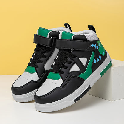 1 Par de Sapatilhas de Cano Alto YAMEPP para Crianças - Leves, Respiráveis, Antiderrapantes, com Fecho, Design Retro Colorido, Conforto para Todas as Estações para Rapazes e Raparigas, Perfeitas para Correr, Atividades ao Ar Livre e Uso Casual, Sapatos para Raparigas, Calçado Diário para Rapazes e Raparigas, Estilo Desportivo, Ajuste Seguro, Calçado para Rapazes e Raparigas, Calçado Durável para Rapazes e Raparigas, Interior Forrado de Tecido, Estilo Desportivo, Ajuste Seguro, Calçado para Rap