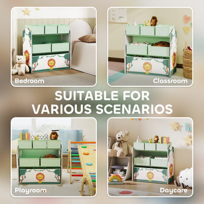 Unidades de Armazenamento de Brinquedos Infantis, Prateleira Organizadora de 3 Níveis com 6 Caixas de Tecido Removíveis para Crianças, Meninos, Meninas, Quarto, Sala de Brinquedos, Berçário