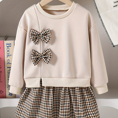 Discover the Charming Plaid Dress with Bow for Girls. Perfect for autumn and winter, offering comfort and style. Explore more at Toosly.