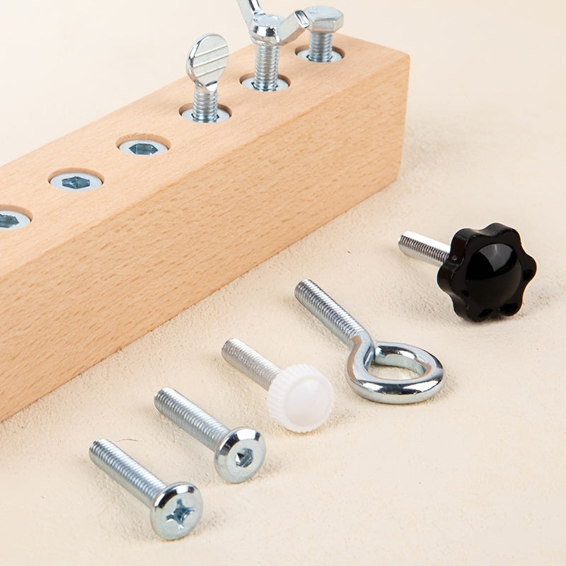 Ferramenta de Combinação de Parafusos e Porcas para Crianças com 8 Formas, Brinquedo de Treinamento de Coordenação Olho-Mão, Presente de Aniversário, Enchimento de Meia de Natal