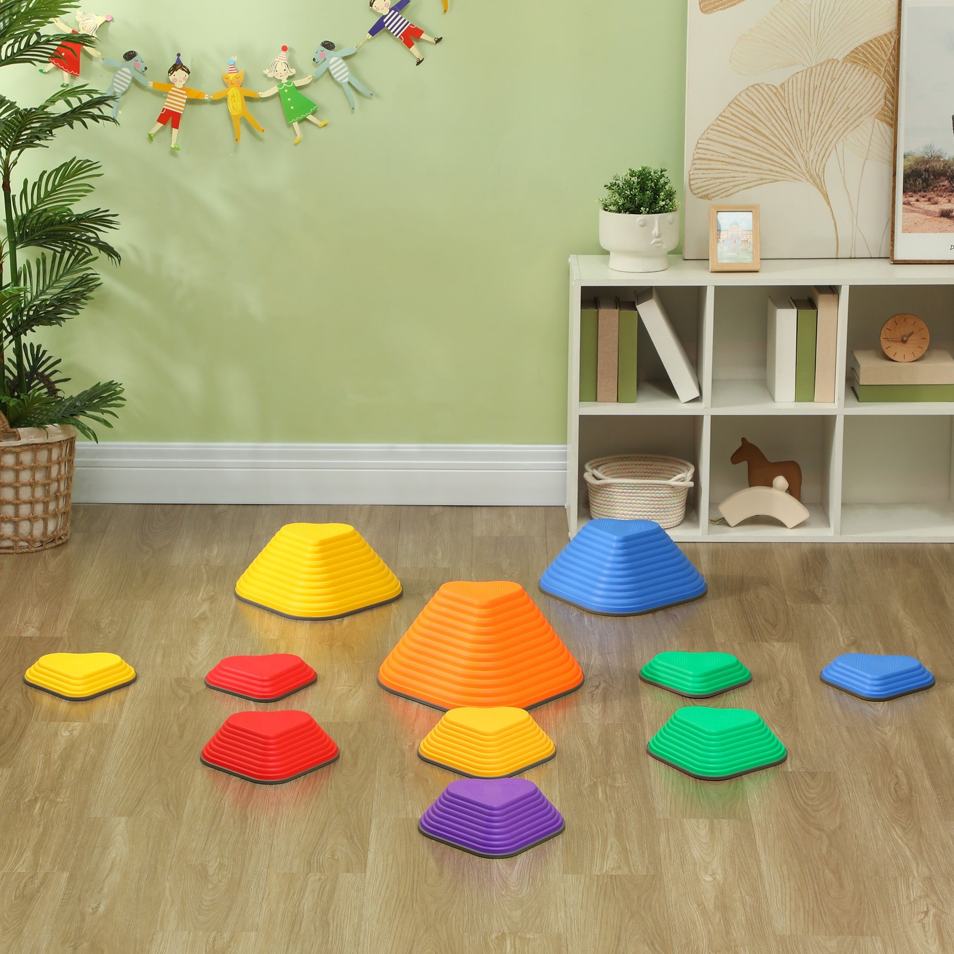 Stepping Stones Kids, 11 pedras de equilíbrio para crianças, pedras de rio empilháveis antiderrapantes em forma de coração, brinquedo sensorial para equilíbrio e habilidades motoras, pistas de obstáculos para uso interno e externo