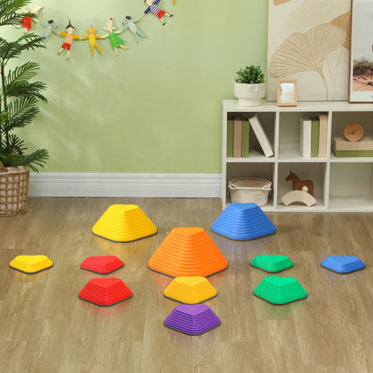 Stepping Stones Kids, 11 pedras de equilíbrio para crianças, pedras de rio empilháveis antiderrapantes em forma de coração, brinquedo sensorial para equilíbrio e habilidades motoras, pistas de obstáculos para uso interno e externo