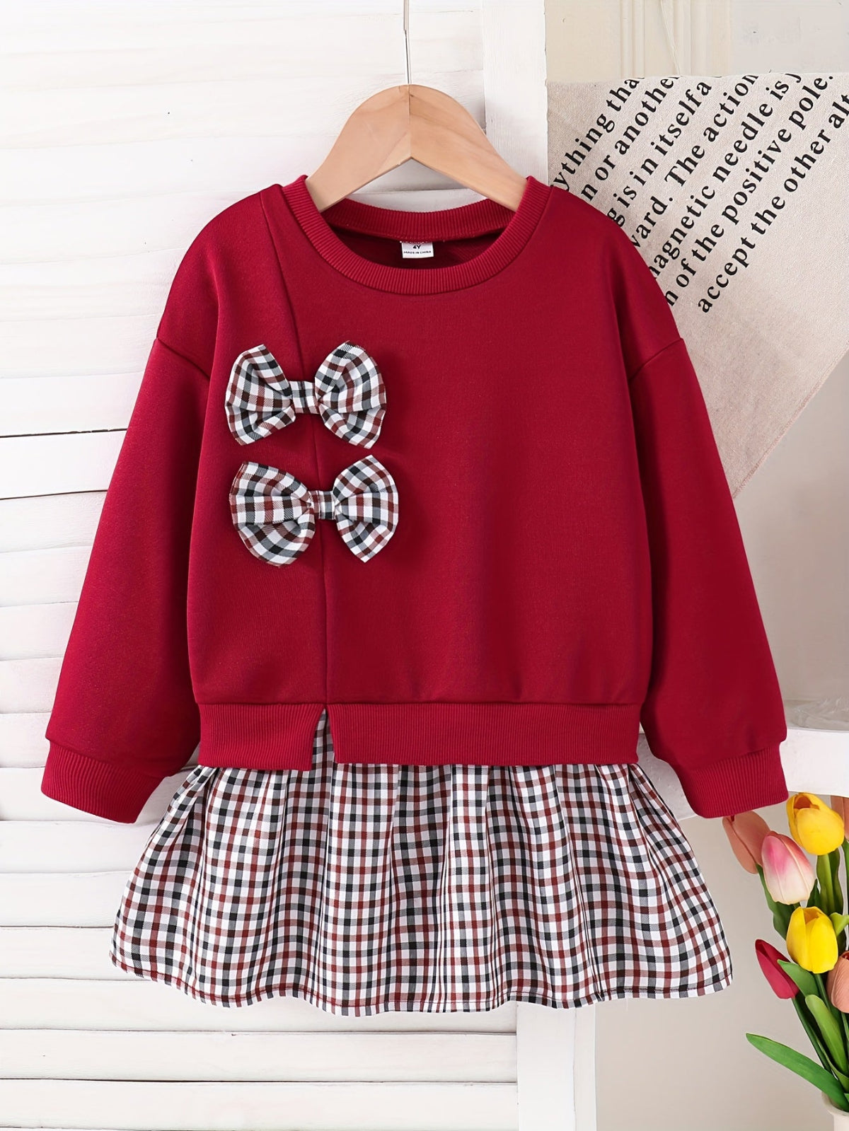 Discover the Charming Plaid Dress with Bow for Girls. Perfect for autumn and winter, offering comfort and style. Explore more at Toosly.