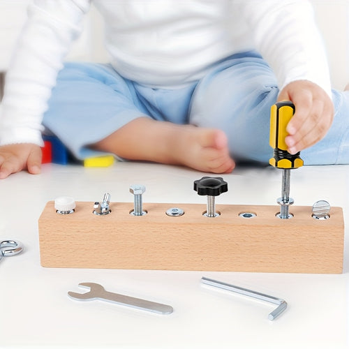 Ferramenta de Combinação de Parafusos e Porcas para Crianças com 8 Formas, Brinquedo de Treinamento de Coordenação Olho-Mão, Presente de Aniversário, Enchimento de Meia de Natal