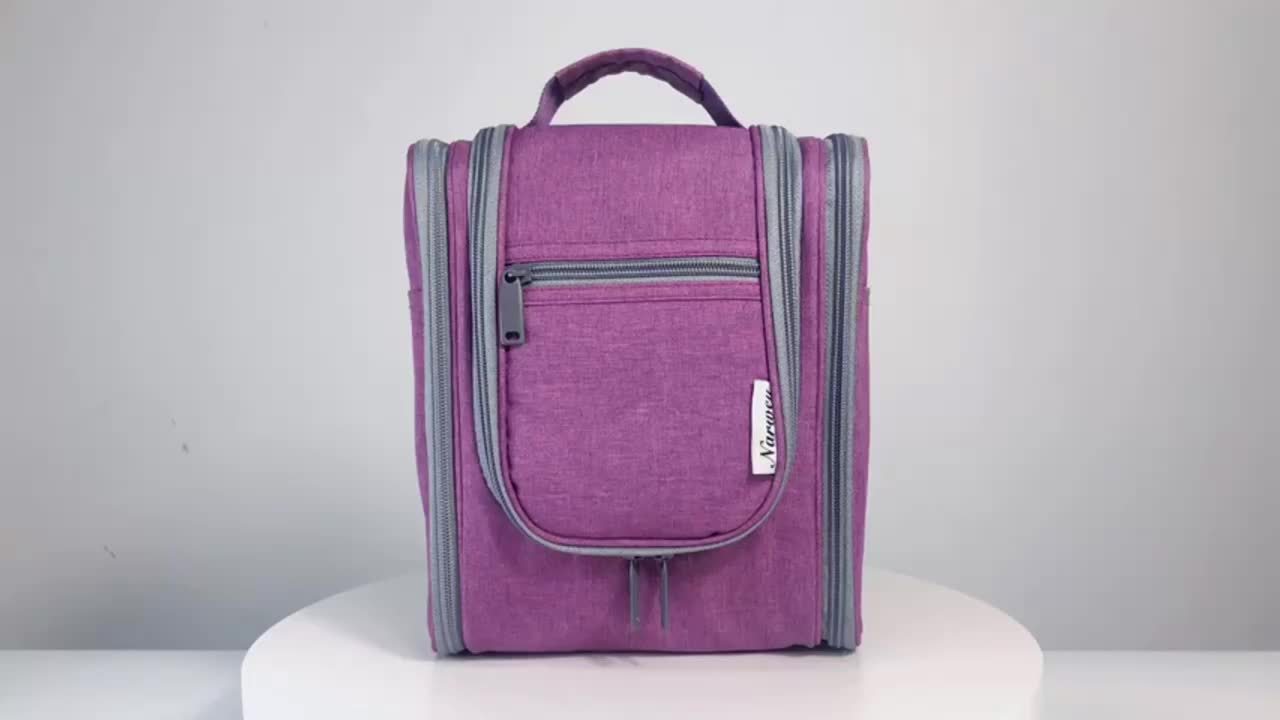 Bolsa de higiene pessoal para viagem suspensa para mulheres - Organizador de cosméticos pequeno com gancho, vários bolsos, separação úmido/seco, fecho de correr suave, tecido durável, leve e elegante, essencial para a noite, melhor presente para adolescentes e viajantes frequentes, bolsa de higiene pessoal para viagem, design elegante, construção sólida, essenciais para férias, design compacto, tecido de alta qualidade, viajantes frequentes