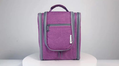 Bolsa de higiene pessoal para viagem suspensa para mulheres - Organizador de cosméticos pequeno com gancho, vários bolsos, separação úmido/seco, fecho de correr suave, tecido durável, leve e elegante, essencial para a noite, melhor presente para adolescentes e viajantes frequentes, bolsa de higiene pessoal para viagem, design elegante, construção sólida, essenciais para férias, design compacto, tecido de alta qualidade, viajantes frequentes