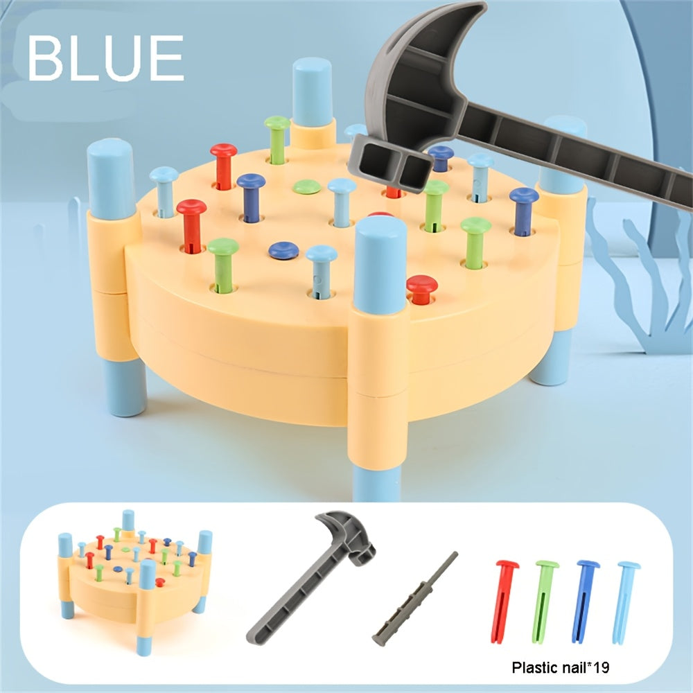 Brinquedo de Martelar Pregos para Crianças, Desenvolvimento Educacional de Habilidades Motoras Finas, Playset de Construção em Plástico, Vermelho &, Perfeito para Crianças em Idade Pré-Escolar, Ideal para Presentes de Natal & Ano Novo, Enchimentos de Meias de Natal