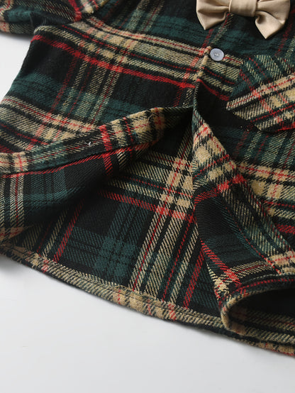 Conjunto de 2 Peças para Meninos Estilo Gentleman com Gravata Xadrez, Ideal para Palestras e Festas de Aniversário