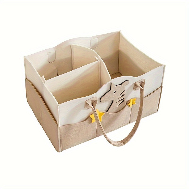 Bolsa de Fraldas de Feltro de Grande Capacidade, Tote Portátil e Dobrável com Alça, Material, Armazenamento com Múltiplos Compartimentos para Itens Essenciais, Organizador | Design Divertido | Bolsa de Fraldas