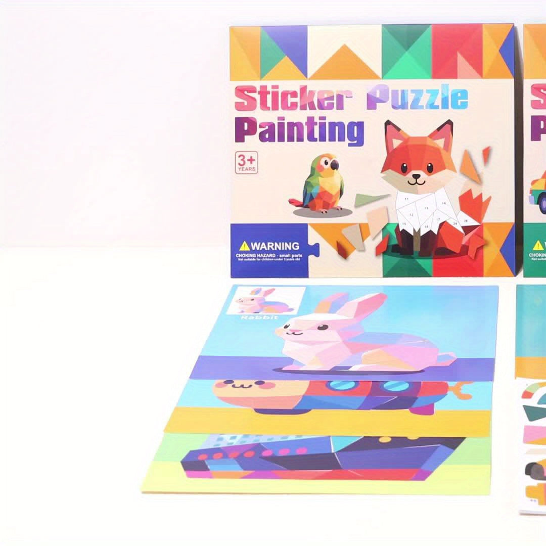 Livro de pintura de puzzle de adesivo DIY para crianças, criativo com temas múltiplos de adesivo 3D, portátil e silencioso, livro de adesivo feito à mão, presente de brinquedo de adesivo para crianças