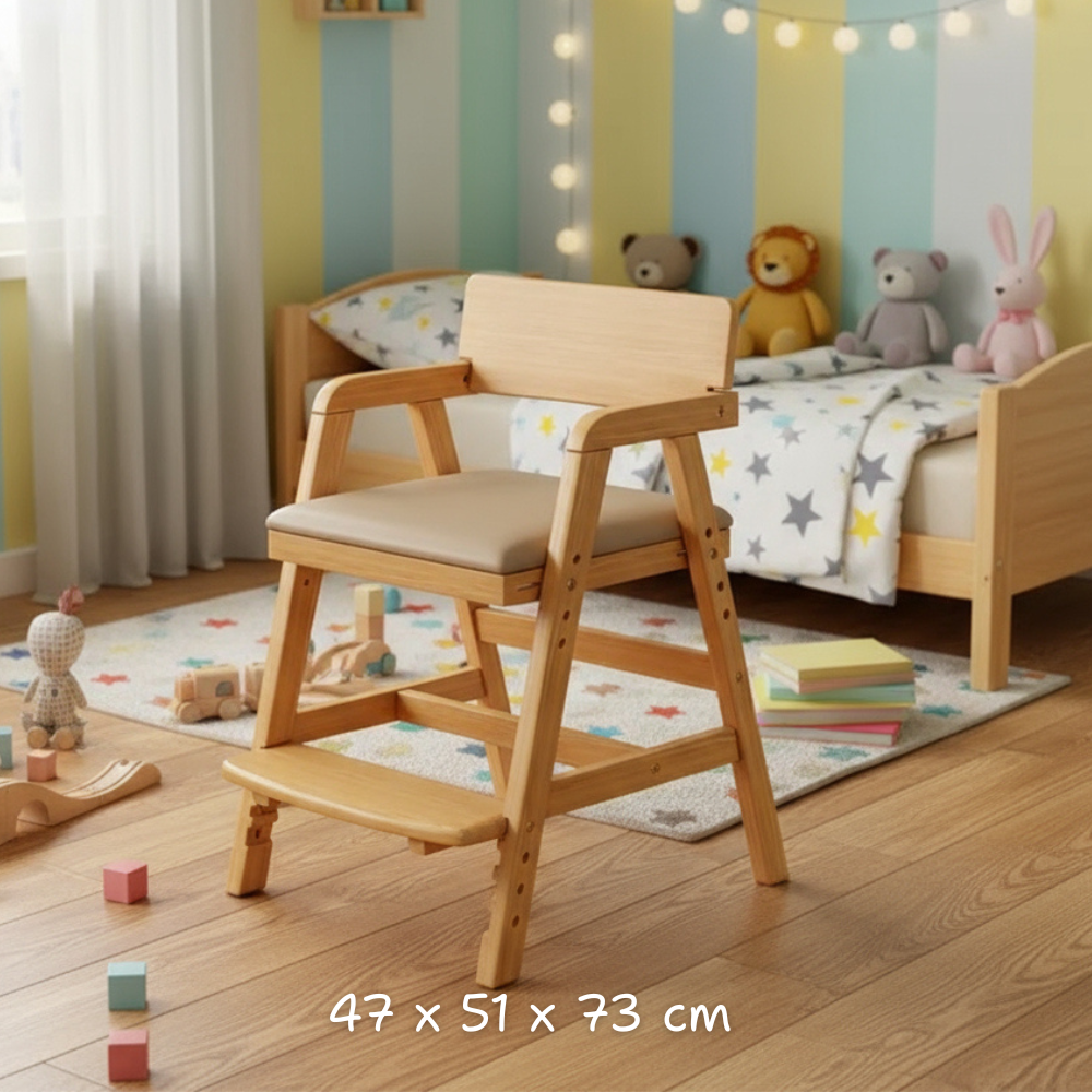 Adjustable montessori wooden kids chair for dining and study. Safe, ergonomic, and durable design that grows with your child in comfort and style.
